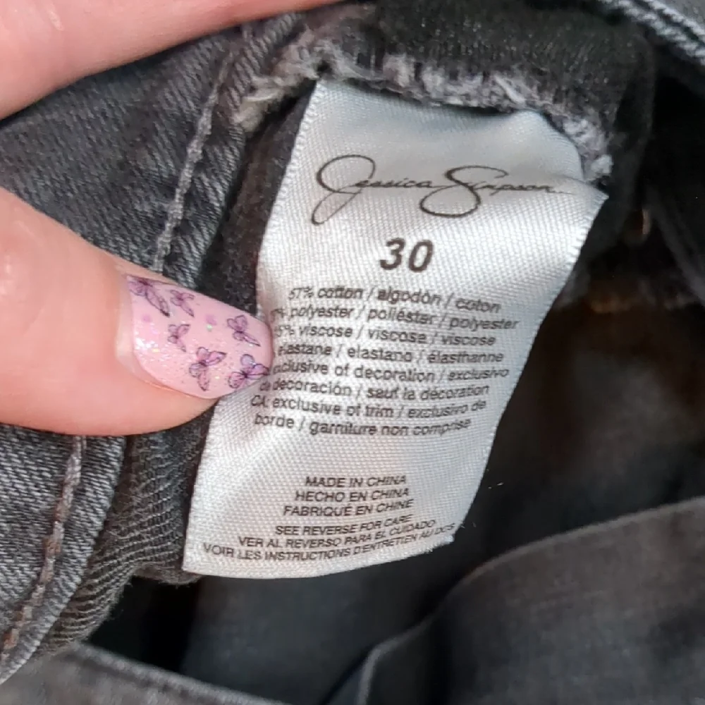 Floral Embroidered/Sequin Gray Jeans - Picture 8 of 11